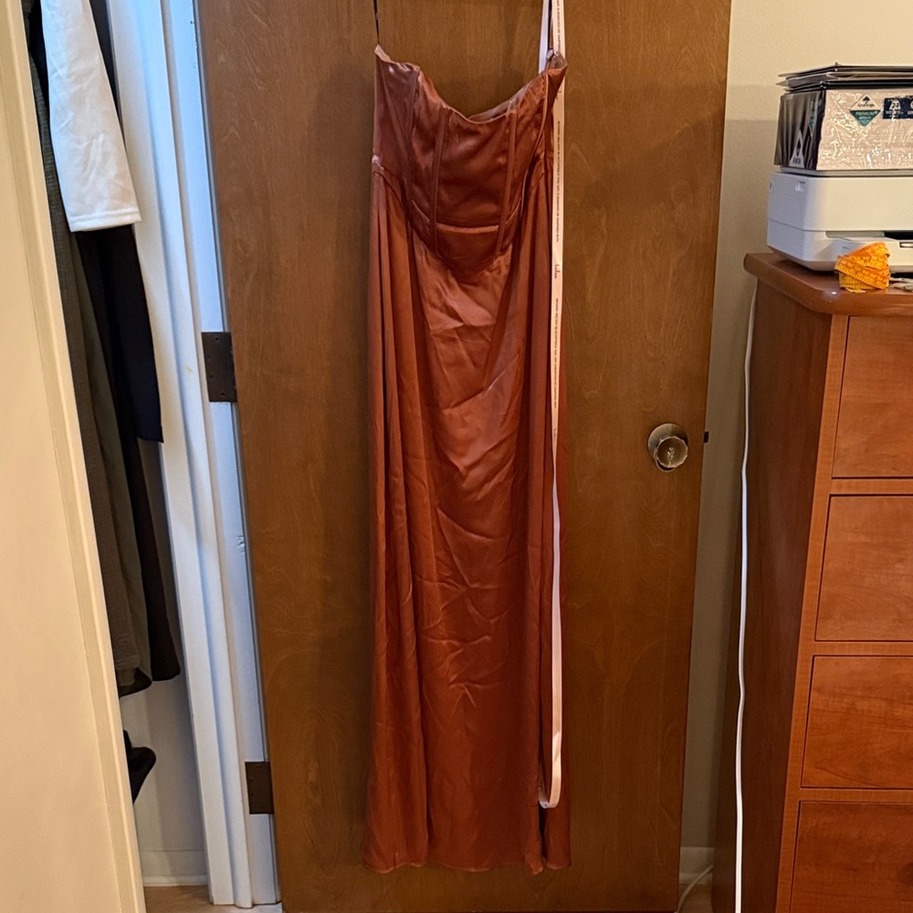Lulu's Rust Satin Dress